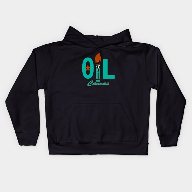 Oil on Canvas Logo (Clear Background) Kids Hoodie by Hello1964